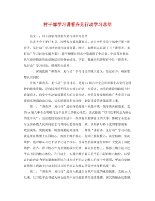 村干部学习讲看齐见行动学习总结 