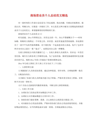 商场营业员个人总结范文精选 