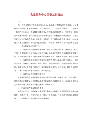 农业服务中心团委工作总结 