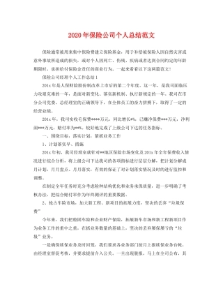 2020年保险公司个人总结范文 