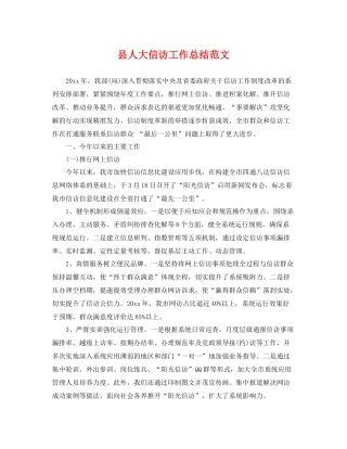 县人大信访工作总结范文 