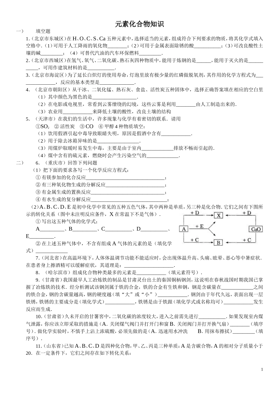 元素化合物知识_第1页