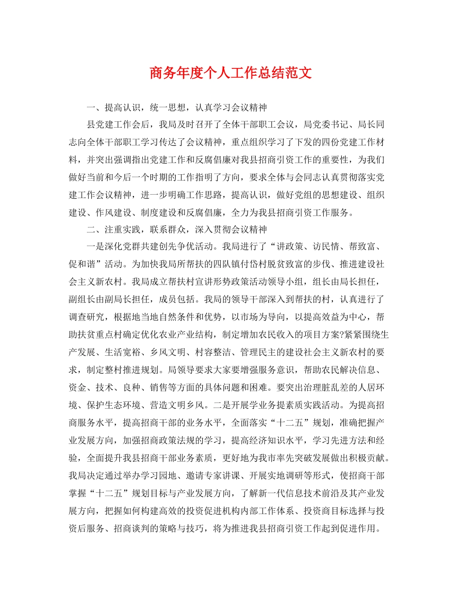 商务年度个人工作总结范文 _第1页