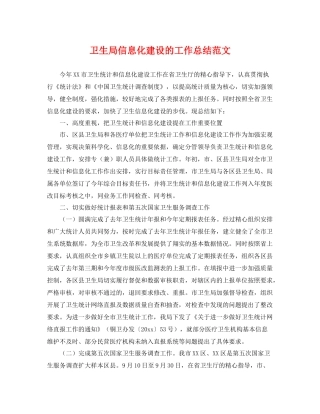 卫生局信息化建设的工作总结范文 