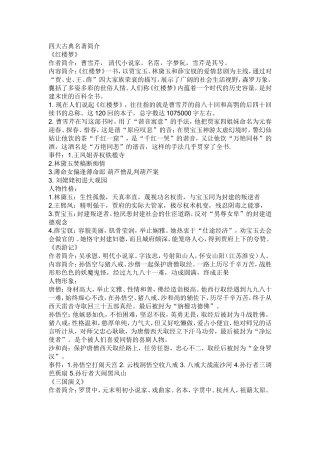 四大古典名著简介