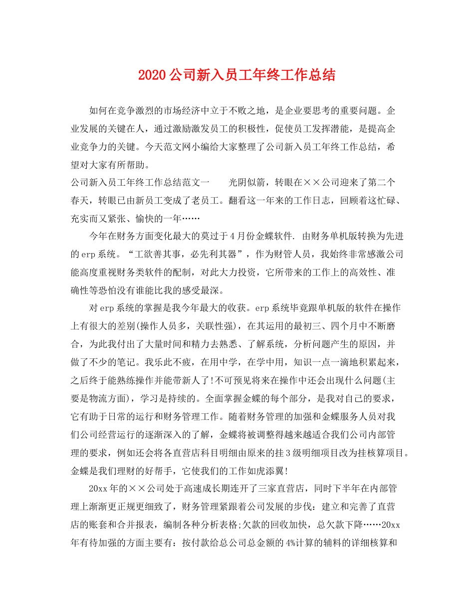 公司新入员工年终工作总结 _第1页
