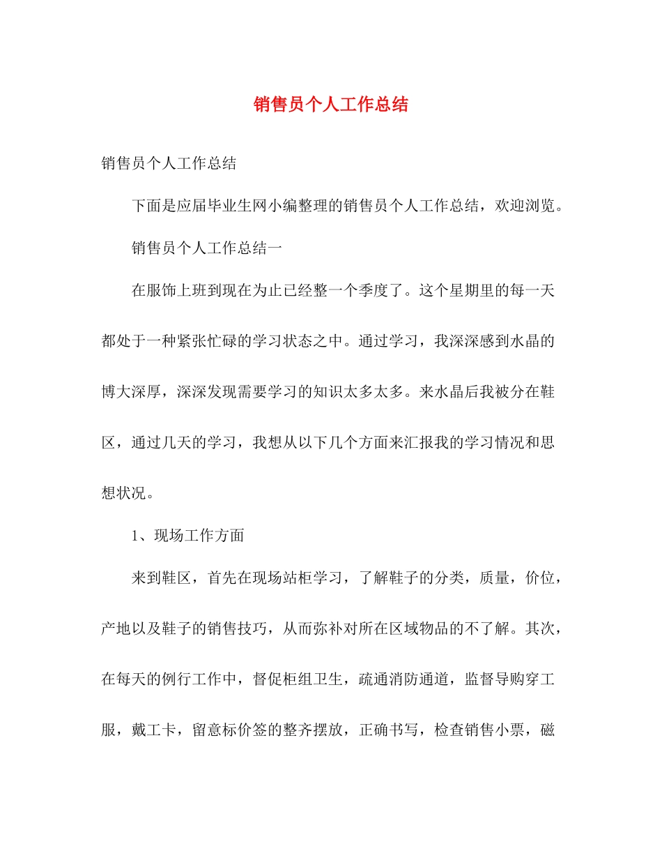 销售员个人工作总结 _第1页