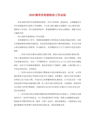 辅导员思想政治工作总结 