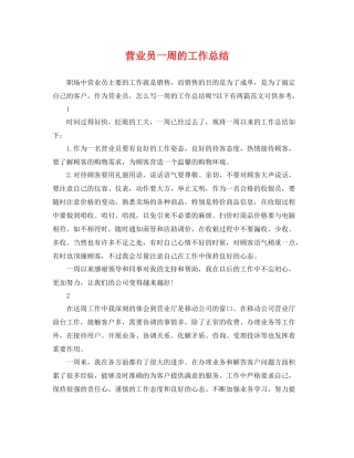 营业员一周的工作总结 