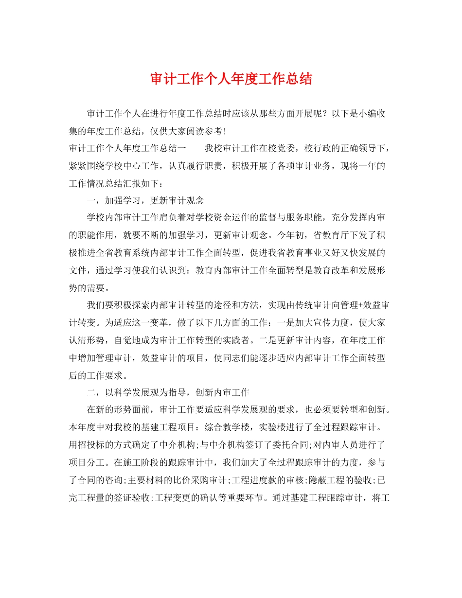 审计工作个人年度工作总结 _第1页