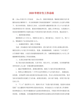 2020年村计生工作总结 
