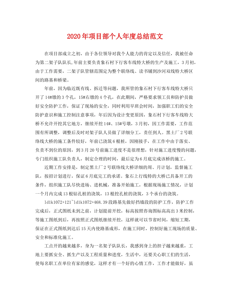 2020年项目部个人年度总结范文 _第1页