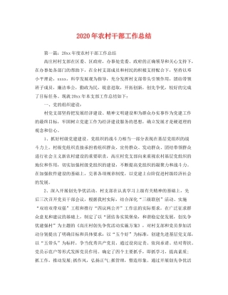 2020年农村干部工作总结 