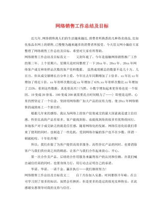 网络销售工作总结及目标 