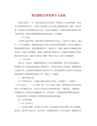 党支部民主评议表个人总结 