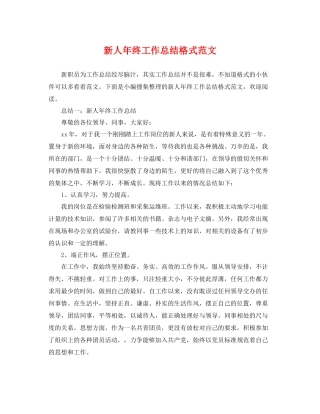 新人年终工作总结格式范文 