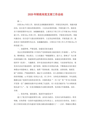2020年财政局党支部工作总结 