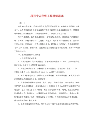 项目个人年终工作总结范本 