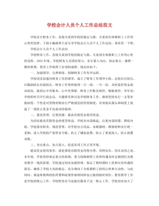 学校会计人员个人工作总结范文 