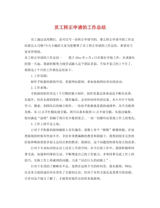 员工转正申请的工作总结 