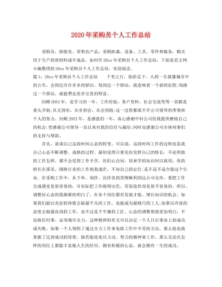 2020年采购员个人工作总结 