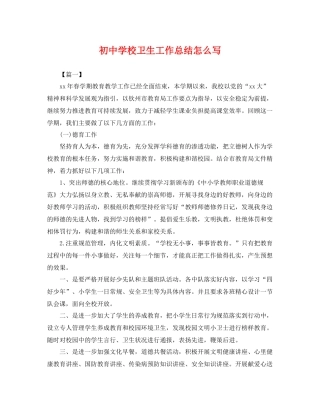 初校卫生工作总结怎么写 