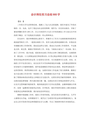 会计岗位实习总结900字 