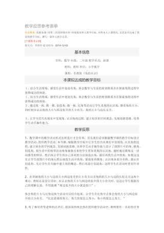 教学反思参考表单