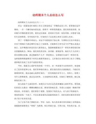 幼师期末个人总结怎么写 