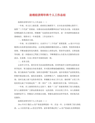 助理经济师年终个人工作总结 