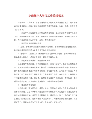 小继教个人学习工作总结范文 