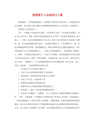 校团委个人总结范文3篇 