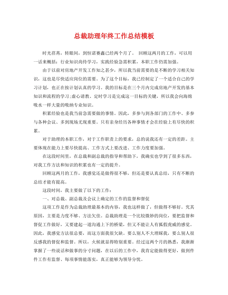 总裁助理年终工作总结模板 _第1页