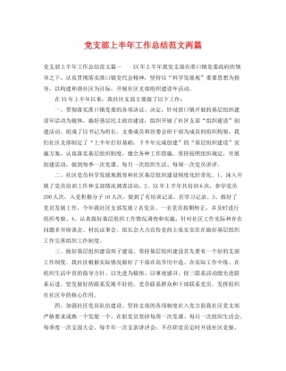 党支部上半年工作总结范文两篇 