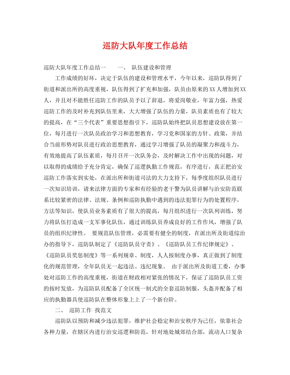 巡防大队年度工作总结 _第1页