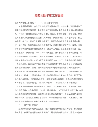 巡防大队年度工作总结 