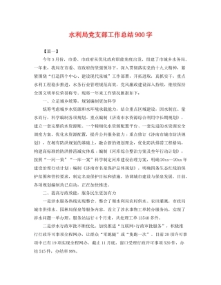 水利局党支部工作总结900字 