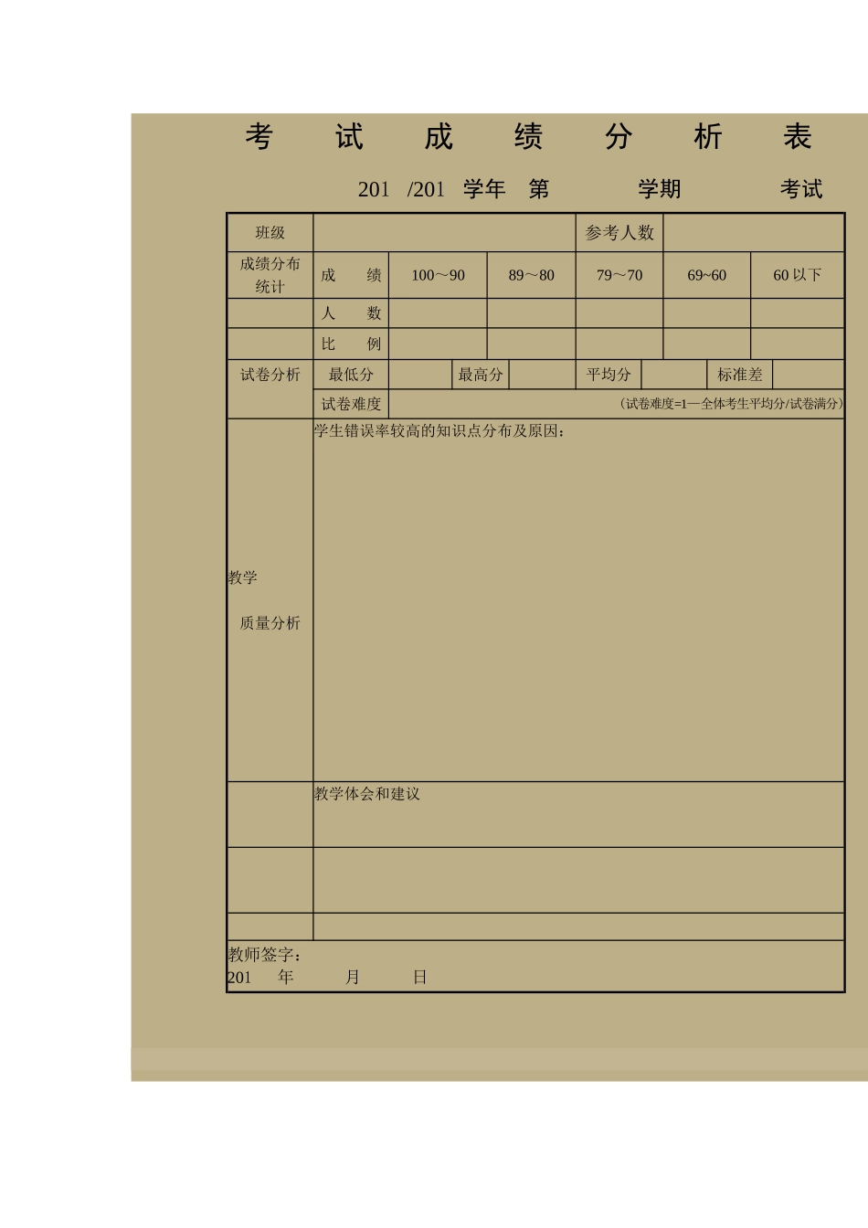 考试成绩分析表_第1页
