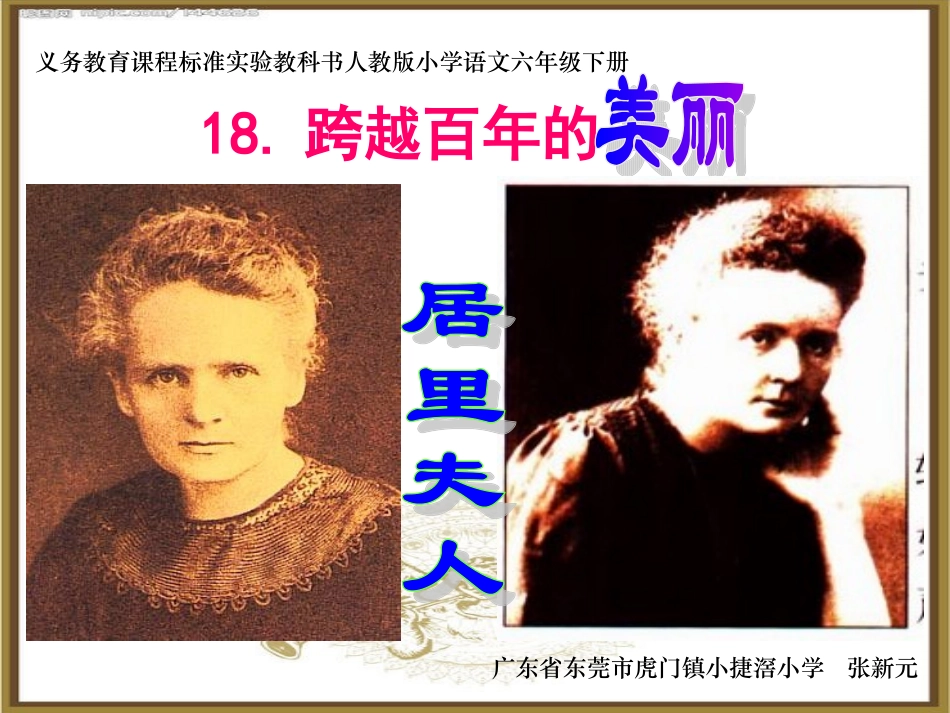 《跨越百年的美丽》课件 (2)_第1页