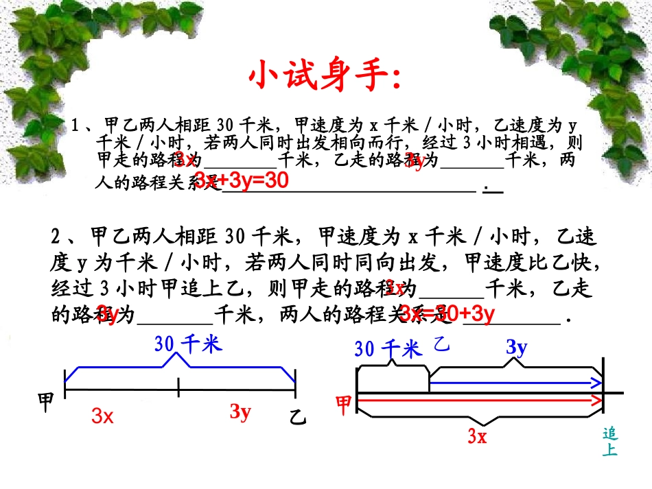 二元一次方程组的应用行程问题_第3页