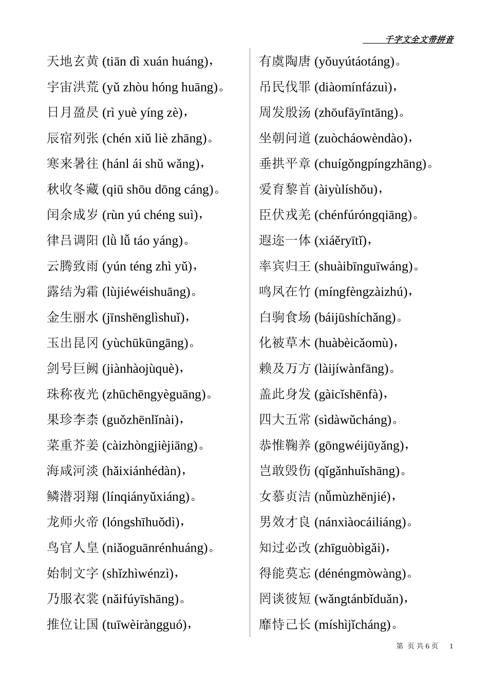 千字文全文带拼音_第1页