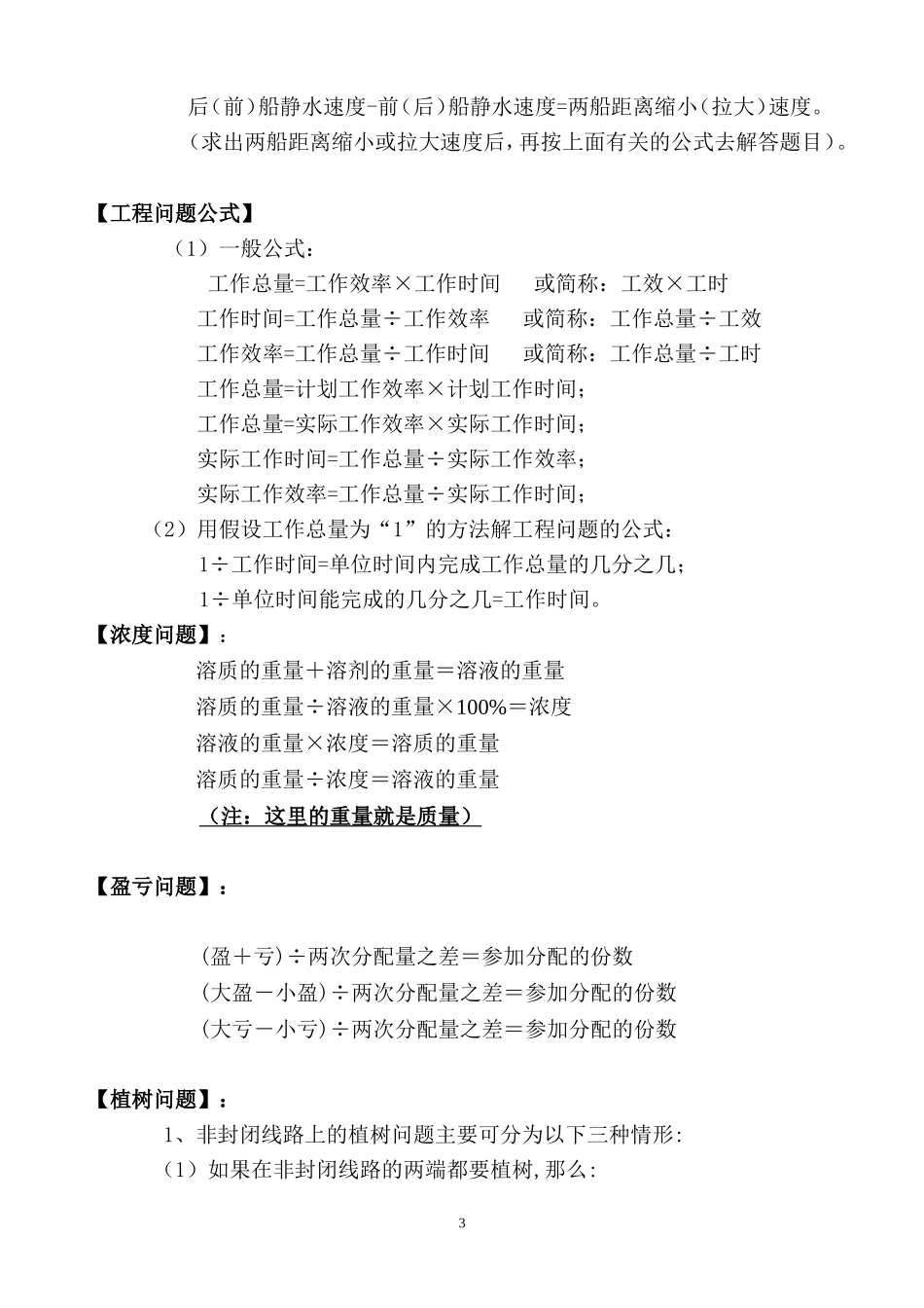 小学1-6年级必须熟知的公式及问题(总复习用)_第3页