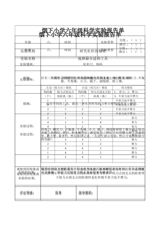 教科版六年级科学全年实验报告