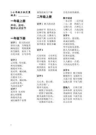一年级至六年级知识文锦
