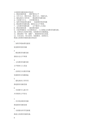 义务教育均衡发展宣传标语