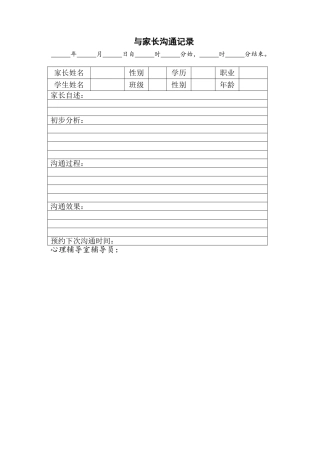 与家长沟通记录