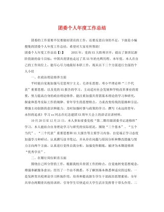 团委个人年度工作总结 