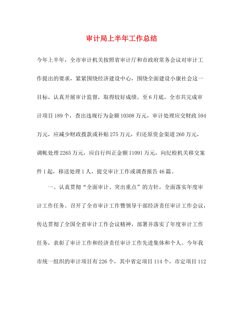 审计局上半年工作总结 _第1页