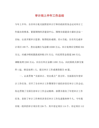 审计局上半年工作总结 