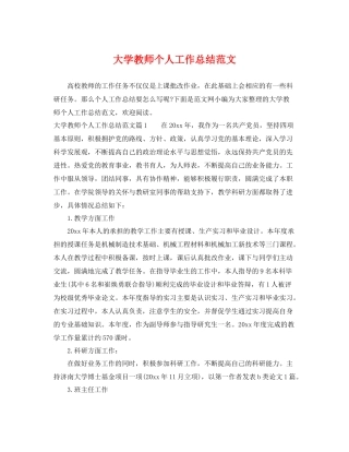 大学教师个人工作总结范文 